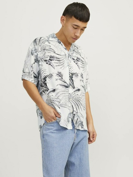 Jack & Jones Cămașă cu mânecă scurtă cu model pentru bărbați, albă și gri Jack & Jones Guru