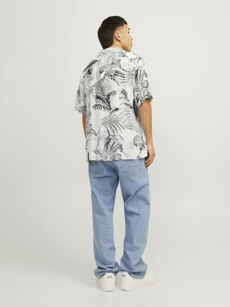 Jack & Jones Cămașă cu mânecă scurtă cu model pentru bărbați, albă și gri Jack & Jones Guru