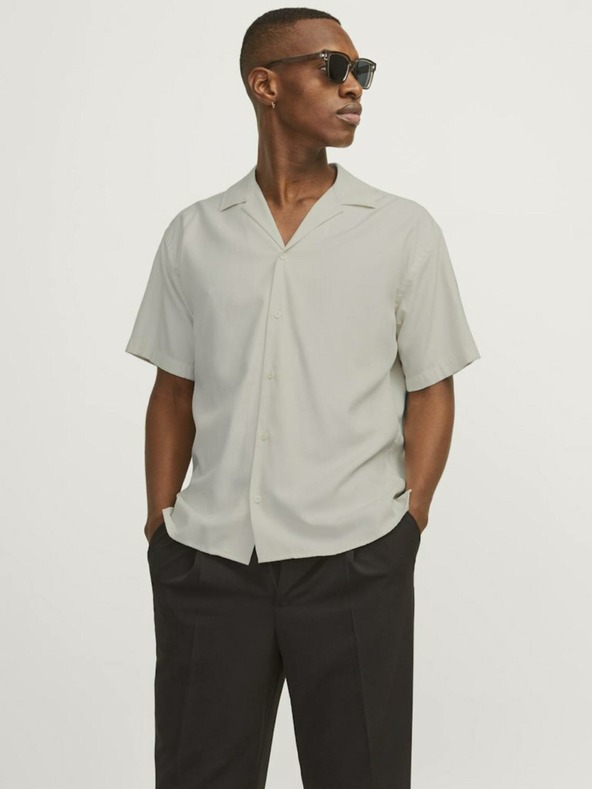 Jack & Jones Cămașă bej cu mânecă scurtă pentru bărbați Jack & Jones Aaron
