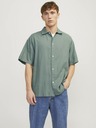 Jack & Jones Cămașă din in cu mânecă scurtă, verde, pentru bărbați Jack & Jones Faro