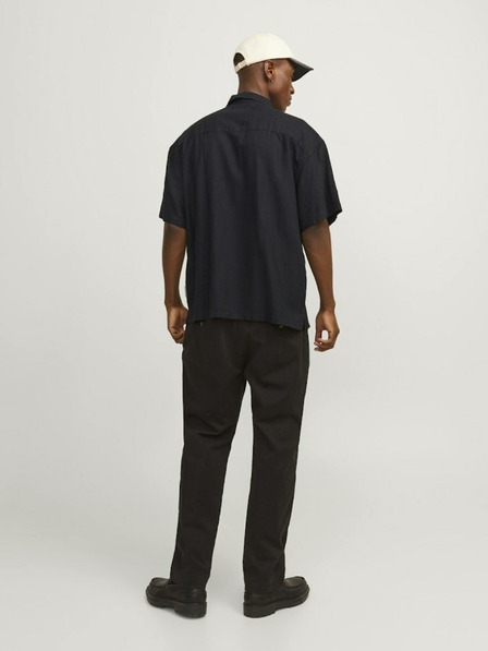 Jack & Jones Cămașă neagră din in cu mânecă scurtă pentru bărbați Jack & Jones Faro