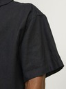 Jack & Jones Cămașă neagră din in cu mânecă scurtă pentru bărbați Jack & Jones Faro