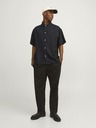 Jack & Jones Cămașă neagră din in cu mânecă scurtă pentru bărbați Jack & Jones Faro