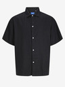 Jack & Jones Cămașă neagră din in cu mânecă scurtă pentru bărbați Jack & Jones Faro