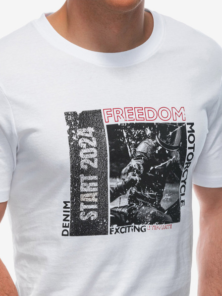 Edoti Tricou barbatesc cu imprimeu - alb EDOTI