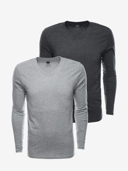 Ombre Clothing Tricou cu mânecă lungă pentru bărbați fără imprimeu - mix 2 bucăți în pachet V1 Z41 basic