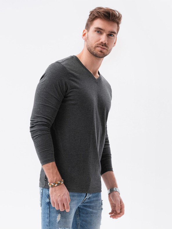 Ombre Clothing Tricou cu mânecă lungă pentru bărbați fără imprimeu - mix 2 bucăți în pachet V1 Z41 basic