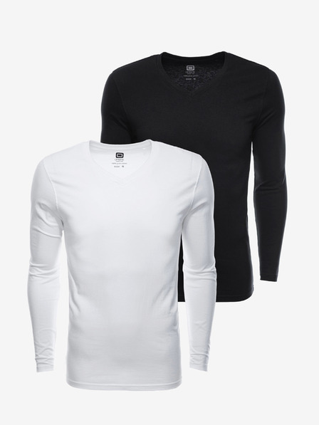 Ombre Clothing Tricou cu mânecă lungă pentru bărbați fără imprimeu - mix 2 bucăți în pachet V2 Z41 basic