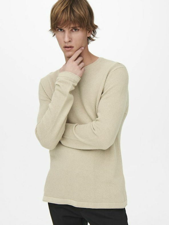 ONLY & SONS Pulover basic bărbați bej ONLY & SONS Panter