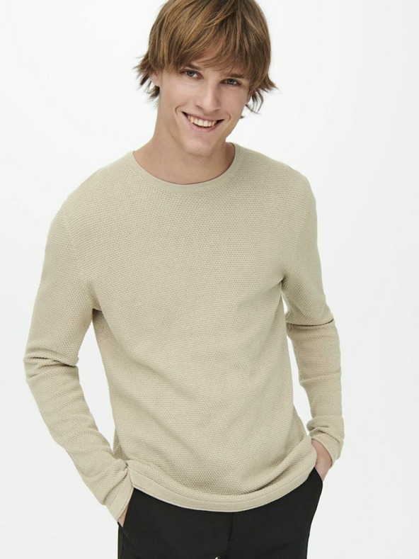 ONLY & SONS Pulover basic bărbați bej ONLY & SONS Panter