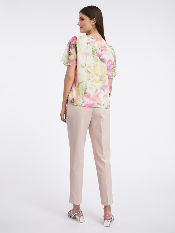 Orsay Bluză cu flori pentru femei roz și albă ORSAY