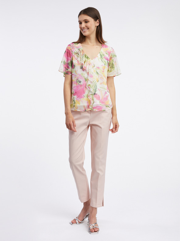 Orsay Bluză cu flori pentru femei roz și albă ORSAY