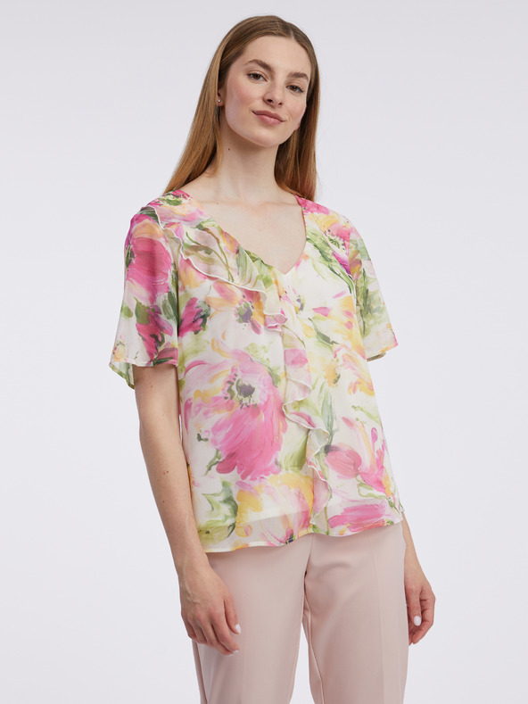 Orsay Bluză cu flori pentru femei roz și albă ORSAY