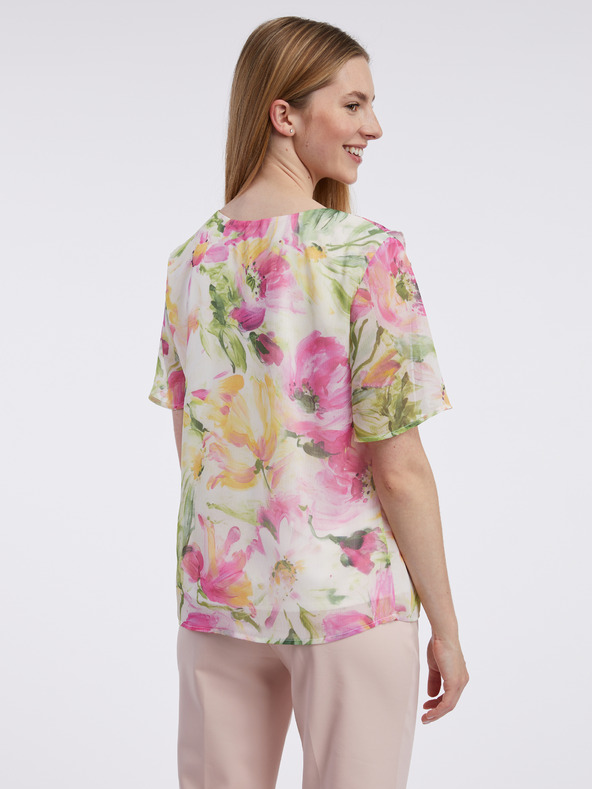 Orsay Bluză cu flori pentru femei roz și albă ORSAY