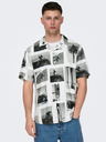 ONLY & SONS Cămașă bărbătească cu model alb-negru ONLY & SONS Nano