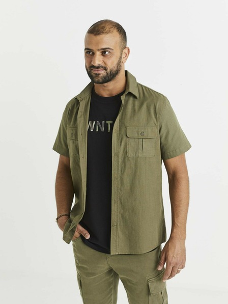 Celio Cămașă de bărbați kaki cu buzunare Celio