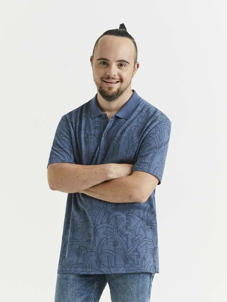 Celio Tricou polo imprimat albastru pentru bărbați Celio