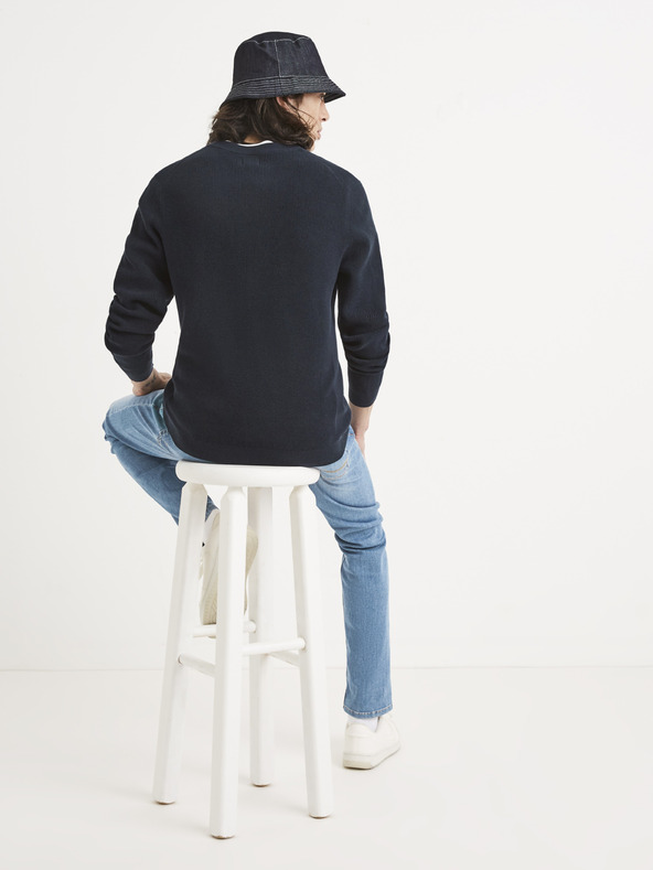 Celio Pulover basic albastru închis Celio Tepic