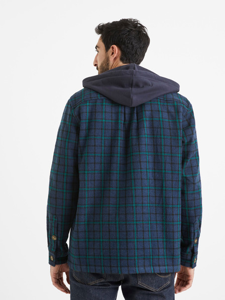Celio Cămașă cu glugă în carouri verde și albastru pentru bărbați Celio Valines