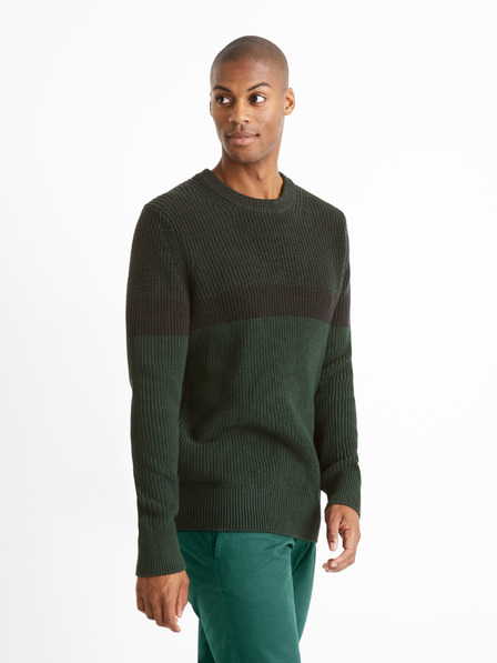 Celio Pulover Celio Ceriblock verde închis pentru bărbați