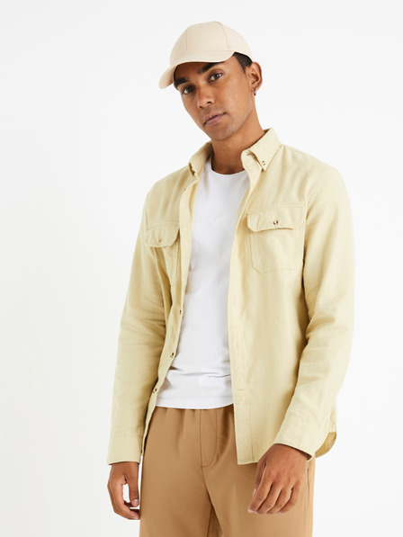 Celio Cămașă din flanel bej pentru bărbați Celio Caoflacko