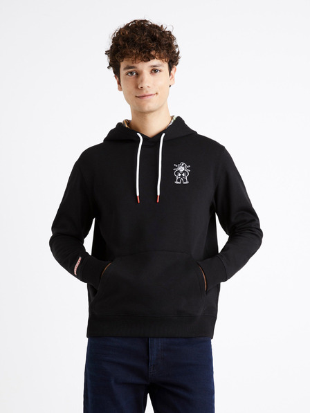 Celio Tricou negru pentru bărbați Celio Monopoly imprimat