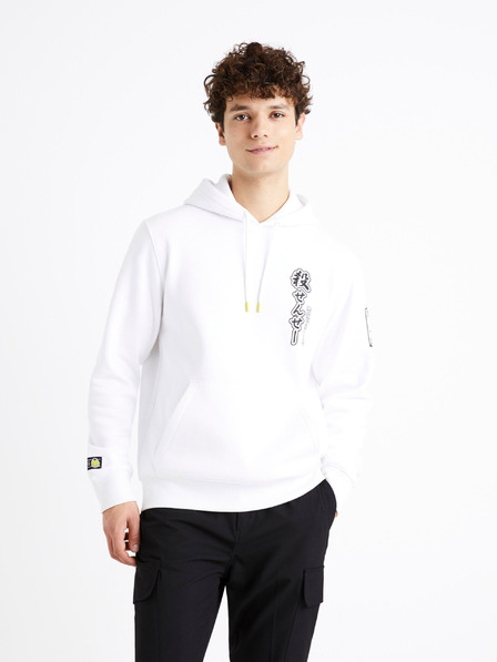 Celio Sweatshirt alb pentru bărbați imprimat pe spate Celio Assassination Classroom