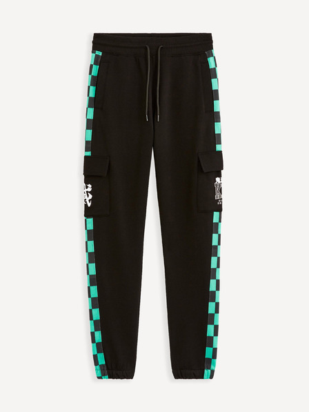 Celio Pantaloni de trening turcoaz și negru pentru bărbați Celio Demon Slayer