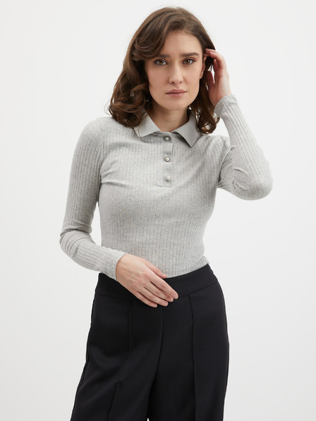 Orsay Bluză polo de damă gri deschis în dungi ORSAY