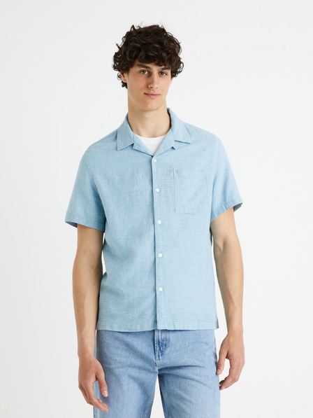 Celio Cămașă din in albastru deschis pentru bărbați Celio Fatext