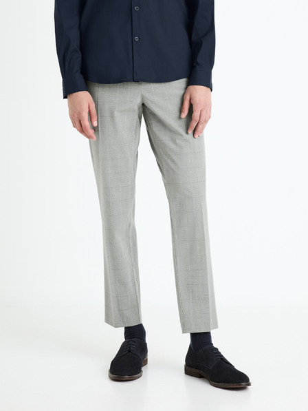 Celio Pantaloni cropped în carouri pentru bărbați, gri deschis Celio Fonoel