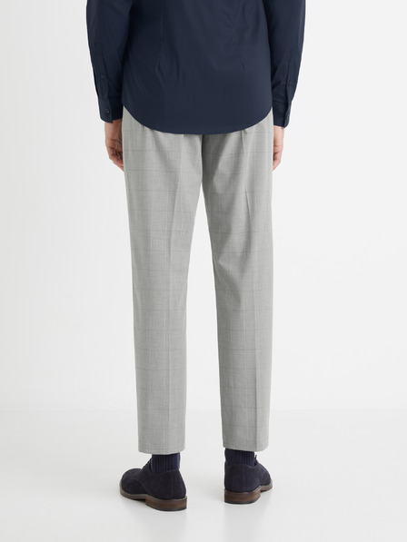 Celio Pantaloni cropped în carouri pentru bărbați, gri deschis Celio Fonoel