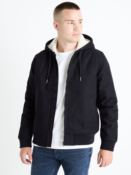 Celio Jachetă bărbătească albastru închis din blană artificială Celio Fuhoodie