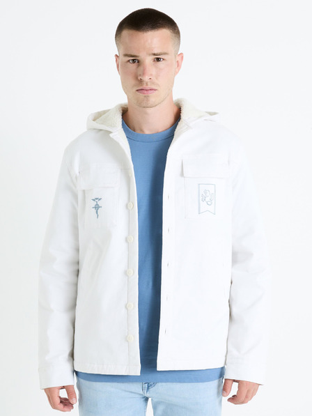 Celio Jachetă de iarnă albă pentru bărbați cu blană artificială Celio Fullmetal Alchemist