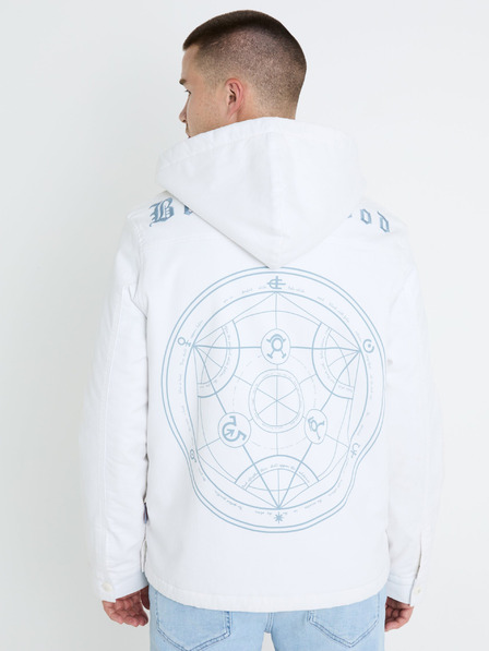 Celio Jachetă de iarnă albă pentru bărbați cu blană artificială Celio Fullmetal Alchemist