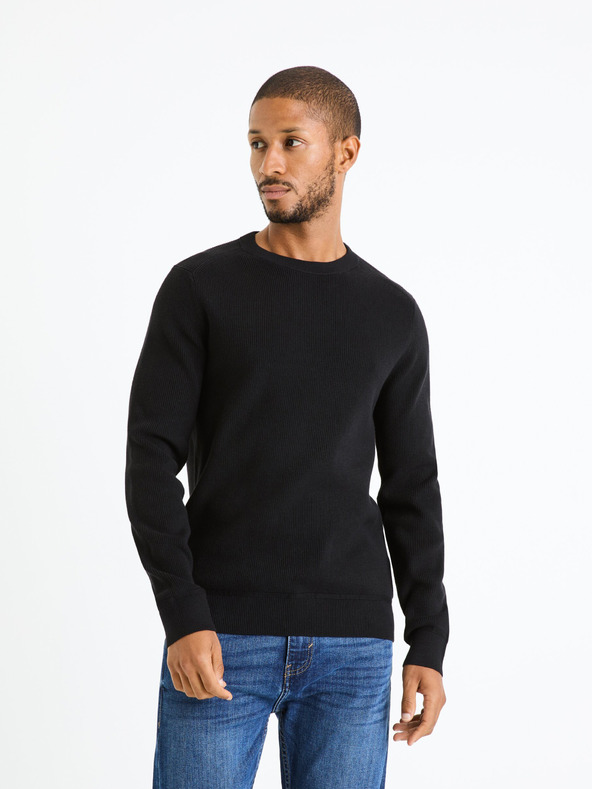 Celio Pulover basic negru pentru bărbați Celio Femoon
