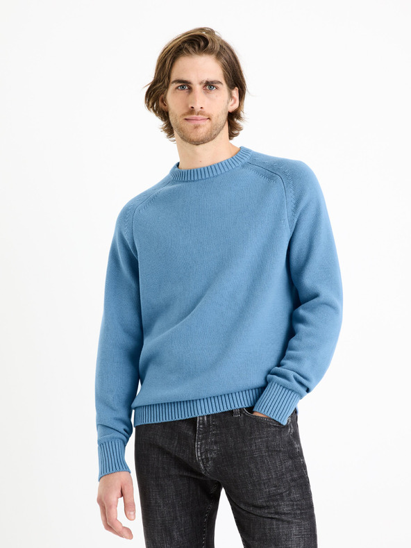 Celio Pulover basic albastru pentru bărbați Celio Febasic