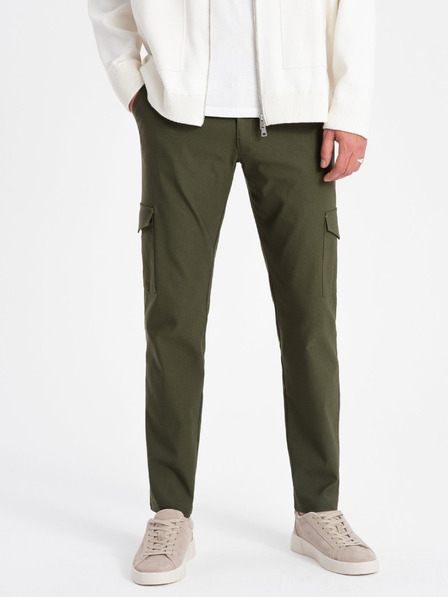 Ombre Clothing Pantaloni cargo verde închis pentru bărbați Ombre Clothing