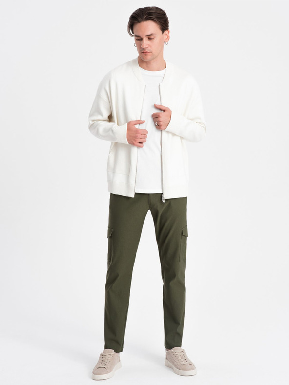 Ombre Clothing Pantaloni cargo verde închis pentru bărbați Ombre Clothing