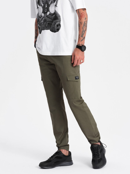 Ombre Clothing Pantaloni cargo verde închis pentru bărbați Ombre Clothing