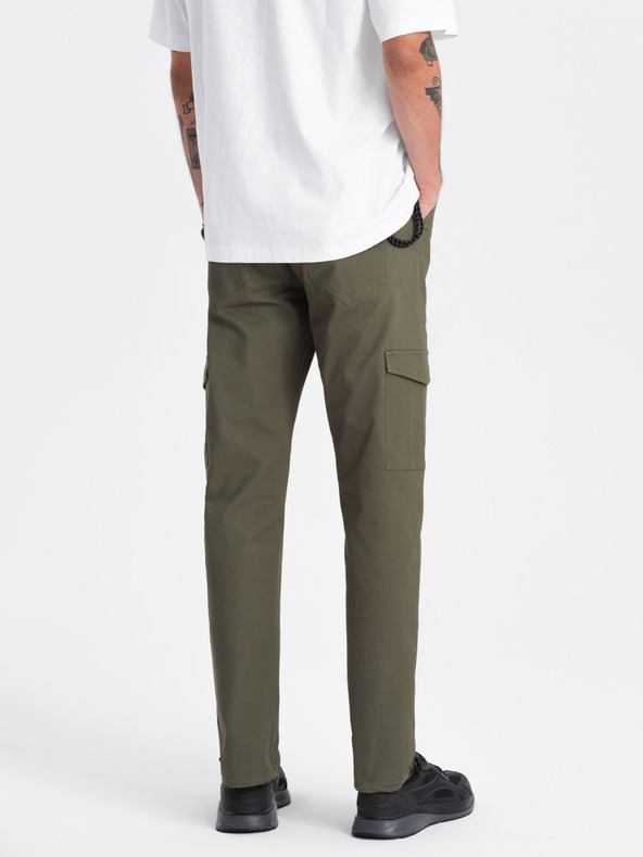 Ombre Clothing Pantaloni cargo verde închis pentru bărbați Ombre Clothing