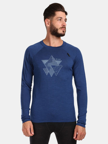 Kilpi Tricou sport albastru închis pentru bărbați din lână Merino KILPI MAVORA TOP