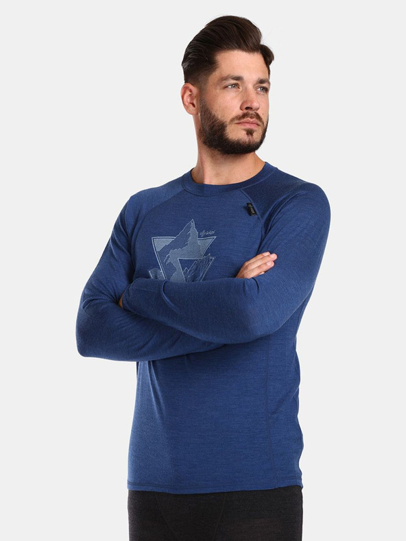 Kilpi Tricou sport albastru închis pentru bărbați din lână Merino KILPI MAVORA TOP