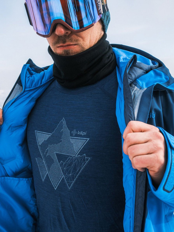 Kilpi Tricou sport albastru închis pentru bărbați din lână Merino KILPI MAVORA TOP