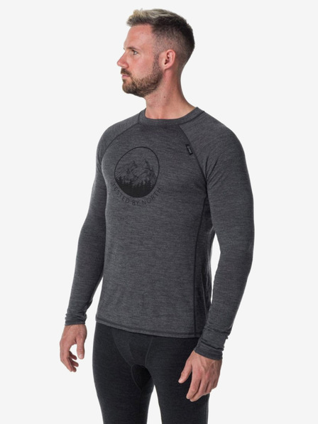 Kilpi Tricou termic gri închis pentru bărbați din lână Merino Kilpi MAVORA TOP