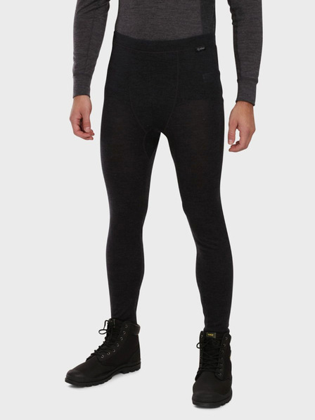 Kilpi Pantaloni termici negri pentru bărbați din lână merino KILPI MAVORA BOTTOM