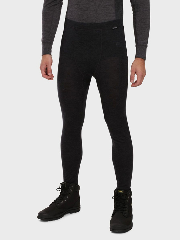 Kilpi Pantaloni termici negri pentru bărbați din lână merino KILPI MAVORA BOTTOM