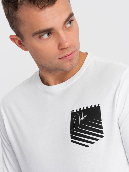 Ombre Clothing Tricou alb imprimat pentru bărbați Ombre Clothing