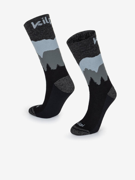 Kilpi Șosete unisex negre din lână merino Kilpi NORS-U