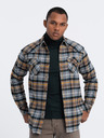 Ombre Clothing Cămașă bărbătească din flanel portocaliu și gri Ombre Clothing